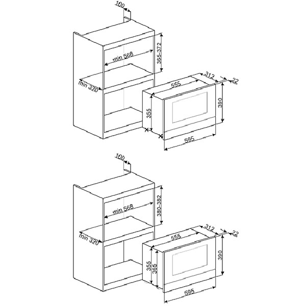 Глубина шкафа для встраиваемой микроволновки