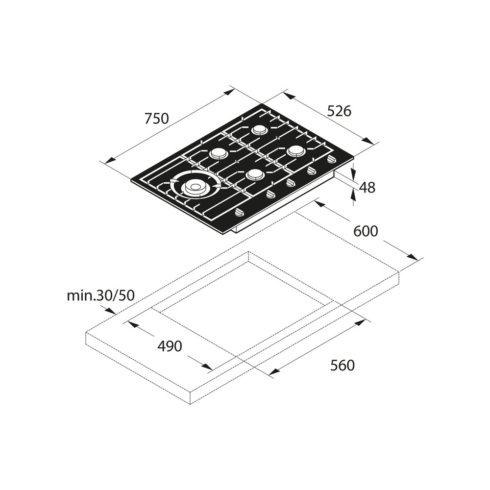 Минимальная толщина столешницы для варочной панели газовой